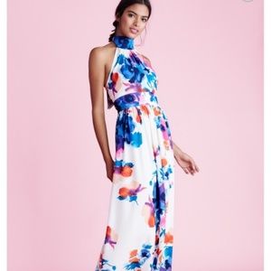 Eliza J Floral Print Halter Maxi Dress
